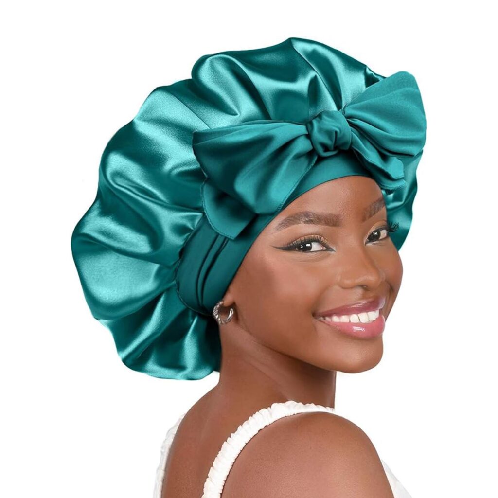 Satin Bonnet Reduce Friction Prevent Frizz Curly Hair